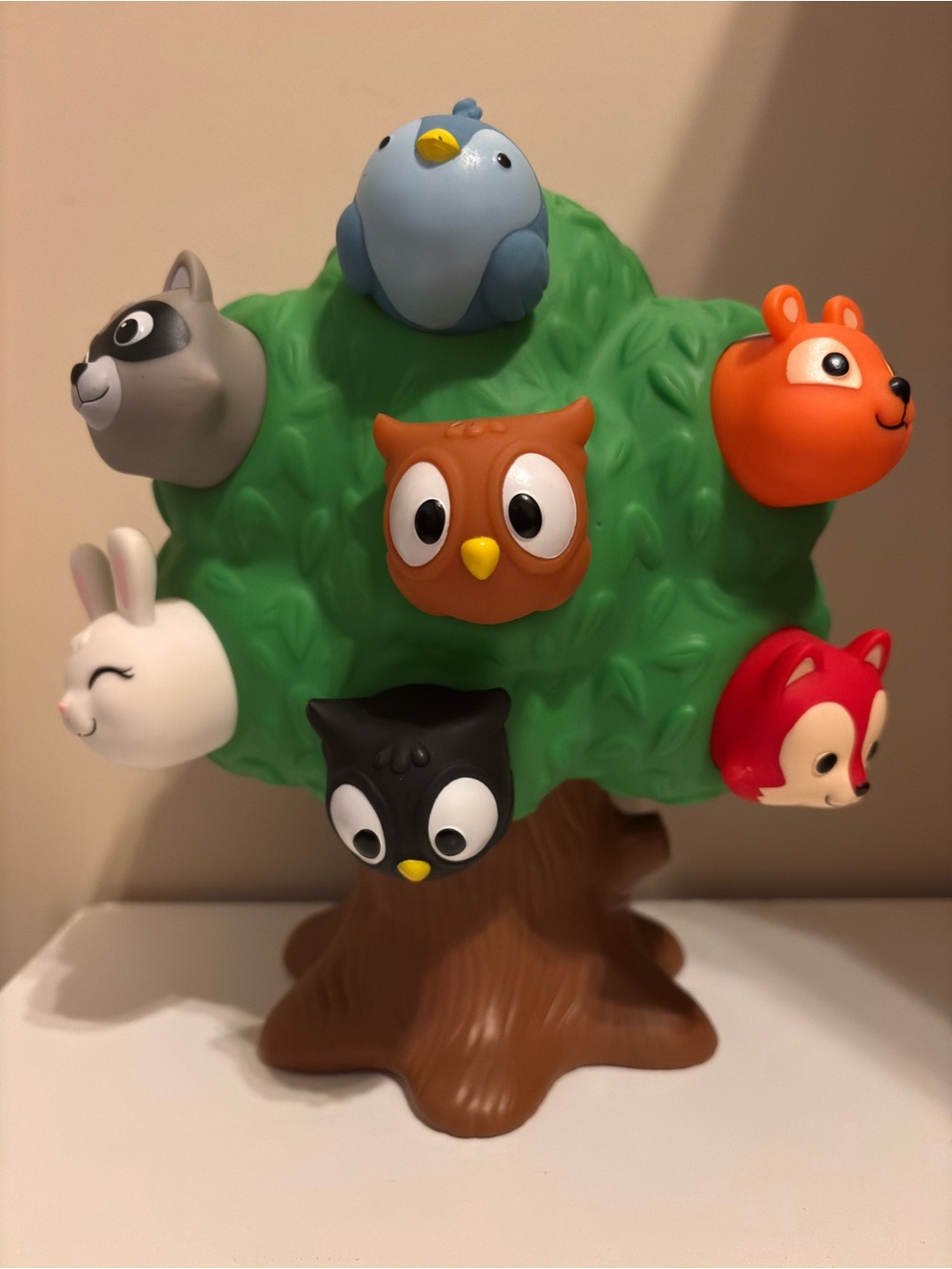 Green Tree Bird Toy with Colorful Animal Heads - Unbranded